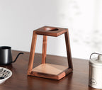 Solid wood pour-over coffee stand detail of joinery