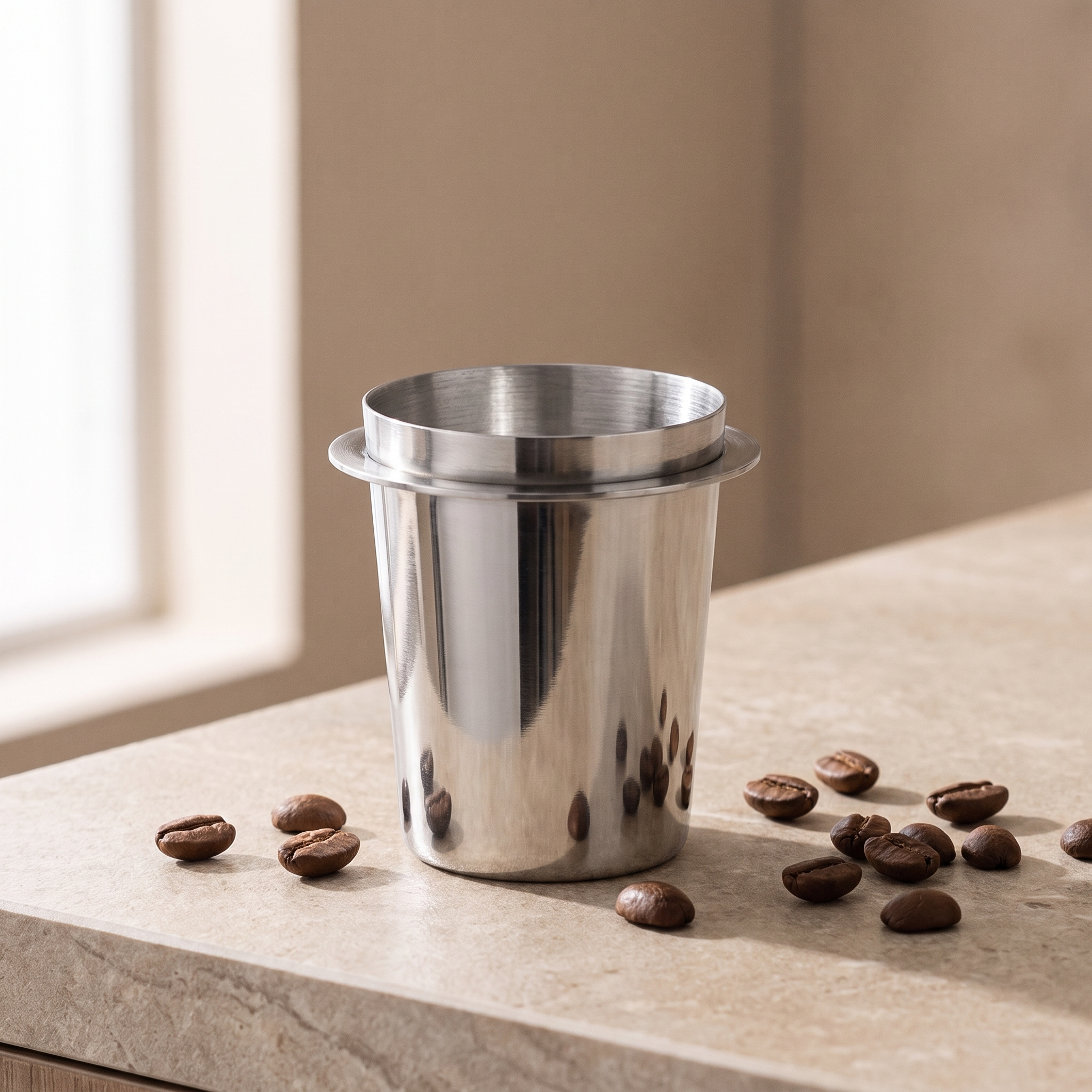 Stainless espresso dosing cup